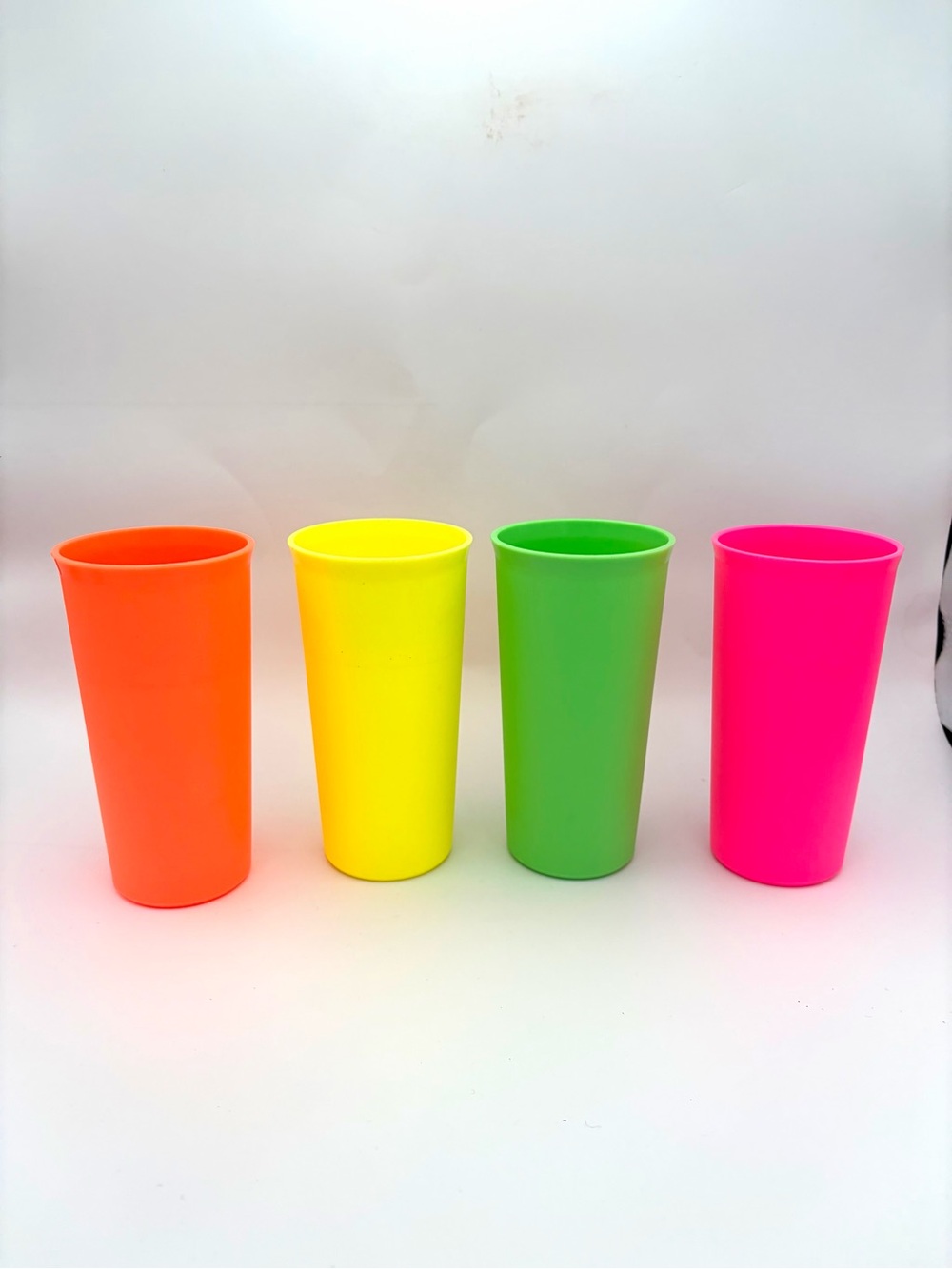 Tupperware Vintage Neon Drinking Cup Set - Orange, Yellow, Green, Pink - NEW